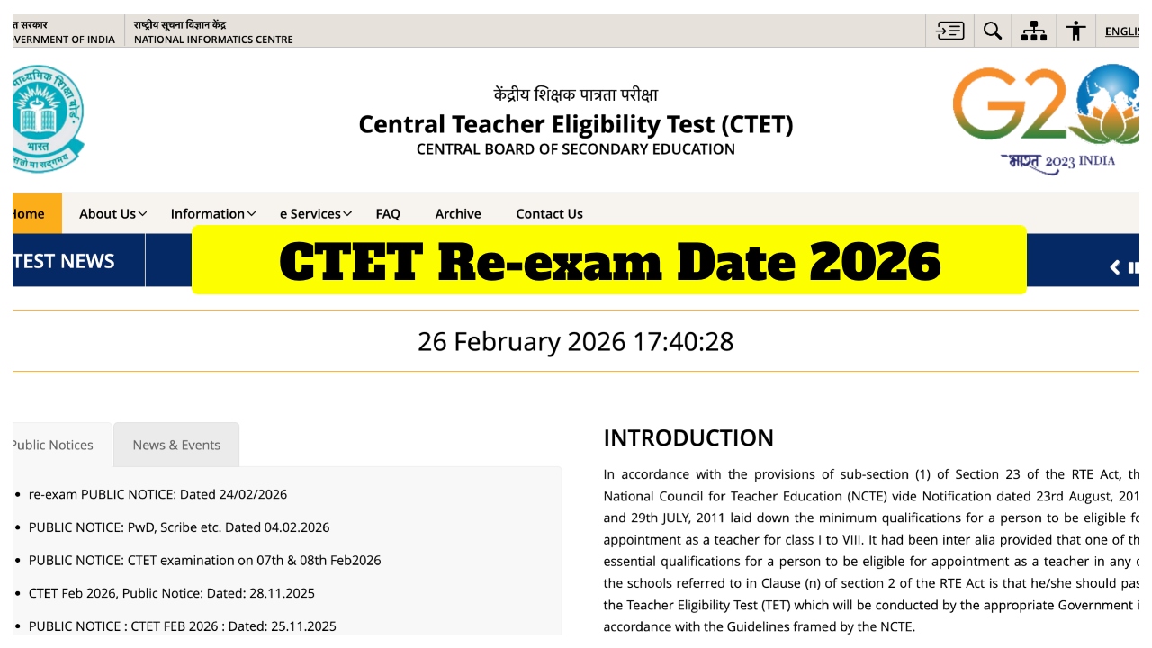 CTET Re-Exam Date 2026 Confirmed: Fresh Admit Card Mandatory for March 1 Exam in Bihar