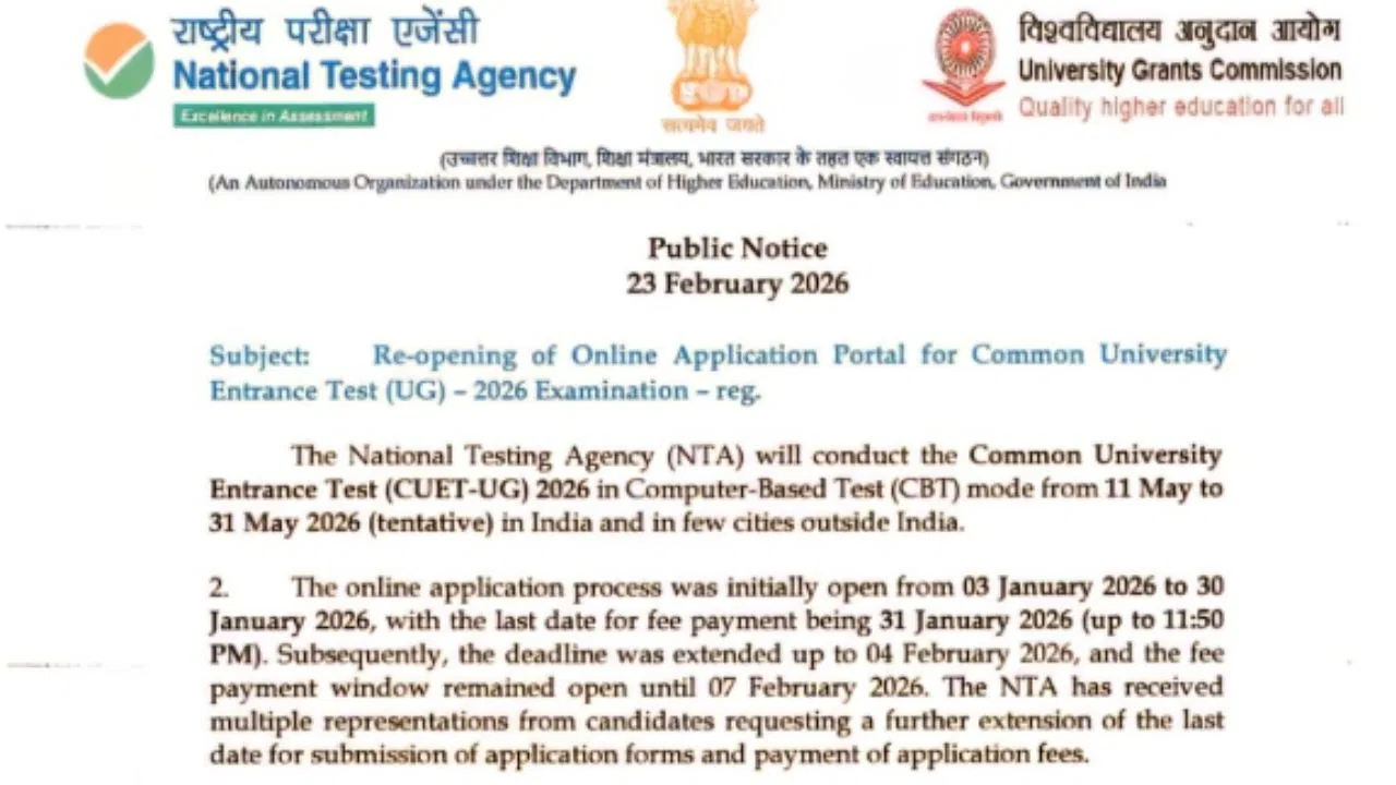 CUET UG 2026 Registration Reopened