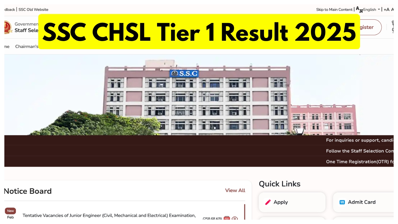 SSC CHSL Result 2025 Out Now: Check Tier 1 Cut-Off, Merit List & Tier 2 Shortlist PDF