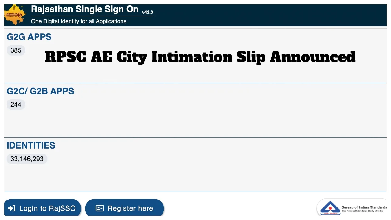 RPSC AE City Intimation Slip 2026 Released: Check Exam City, Dates & Admit Card Update